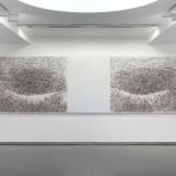 Giuseppe Penone, A occhi chiusi (With Eyes Closed), 2009. Acrylic, glass microspheres, acacia thorns on canvas, and white Carrara marble. ©Photo: George Darrell. Courtesy Giuseppe Penone and Serpentine.