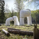 NAIRY BAGHRAMIAN Resting Arms, 2025 Marble Permanent installation, Sculpture park, Kistefos, Norway, 2025