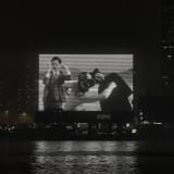 Screening of Sparrow on the Sea on the M+ Facade, 2024. Co-commissioned by M+ and Art Basel, presented by UBS, 2024. © Yang Fudong. Photo: Moving Image Studio, M+, Hong Kong