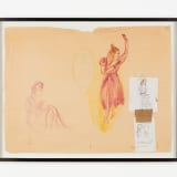 Artwork thumbnail: Susan Cianciolo, Two Maroon Women Watercolor on Brown Paper, 2001