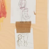 Artwork thumbnail: Susan Cianciolo, Two Maroon Women Watercolor on Brown Paper, 2001