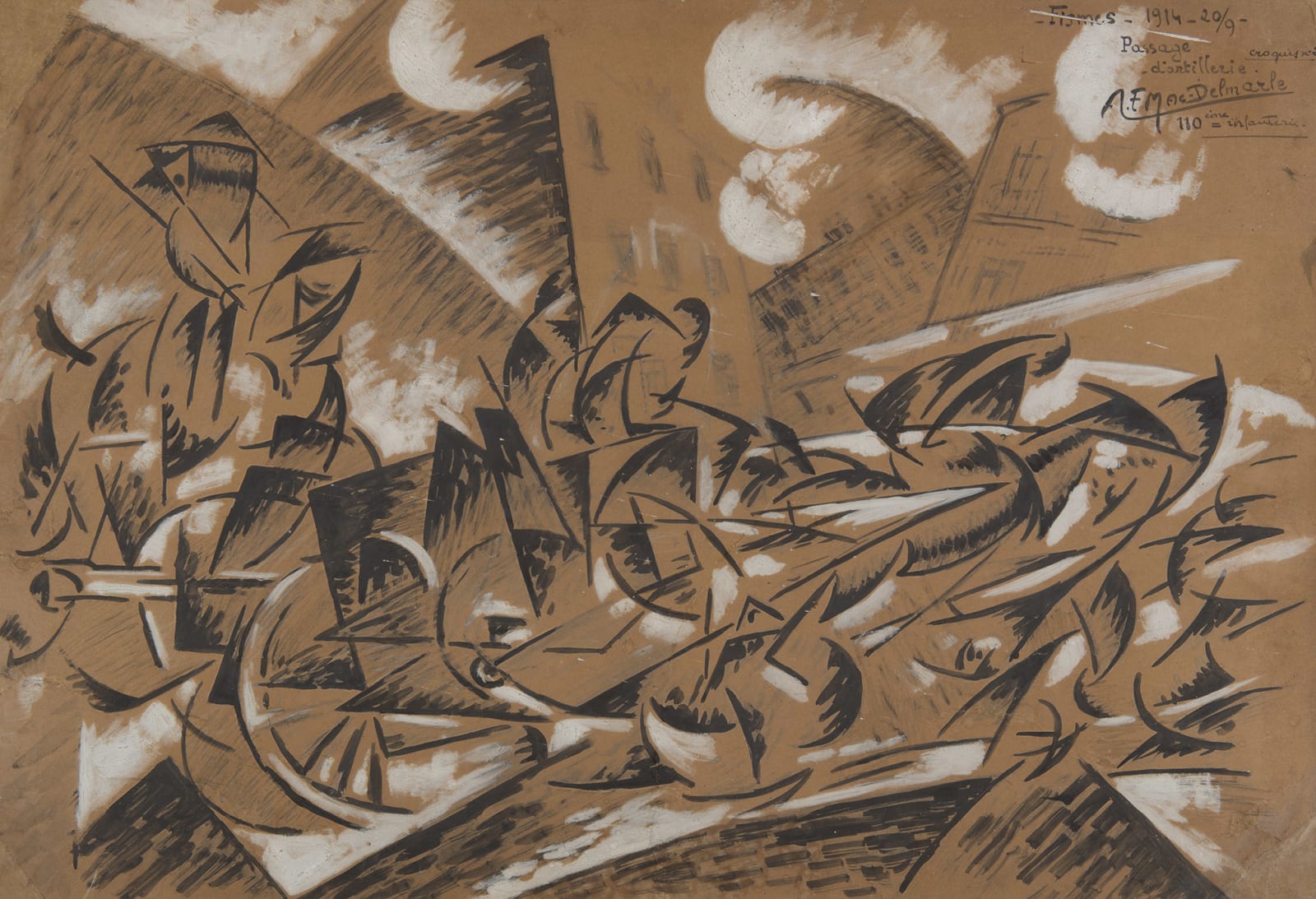 AIMÉ FÉLIX DEL MARLE, Passage d'artillerie, Fismes, 20 septembre 1914 ...