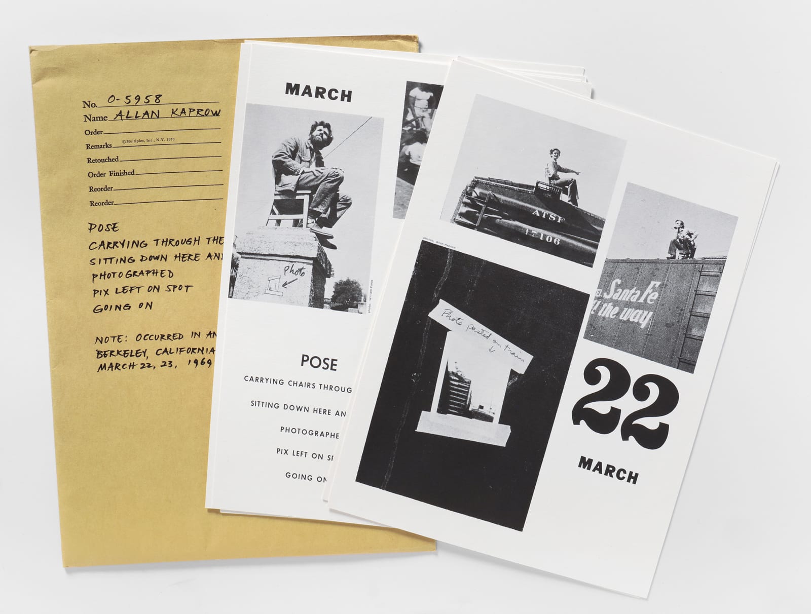 Allan Kaprow Pose: Carrying Chairs through the City, Sitting Down Here and There, Photographed, Pix Left on Spot, Going On,...