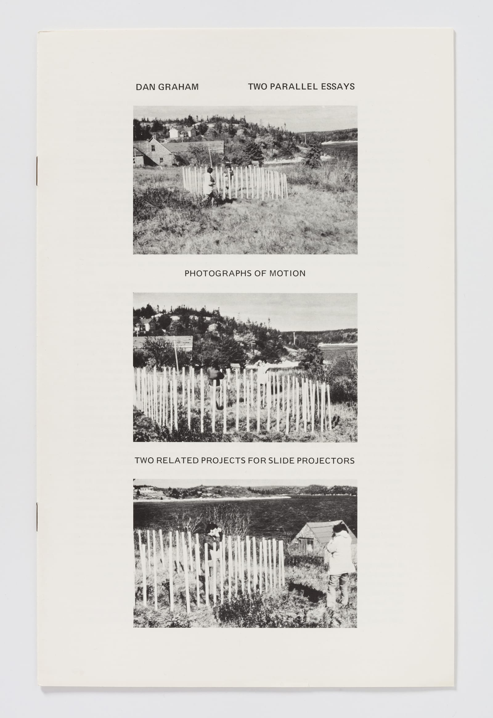Dan Graham Two Parallel Essays: Photographs of Motion / Two Related Projects for Slide Projectors, 1970 Book; offset lithograph on...