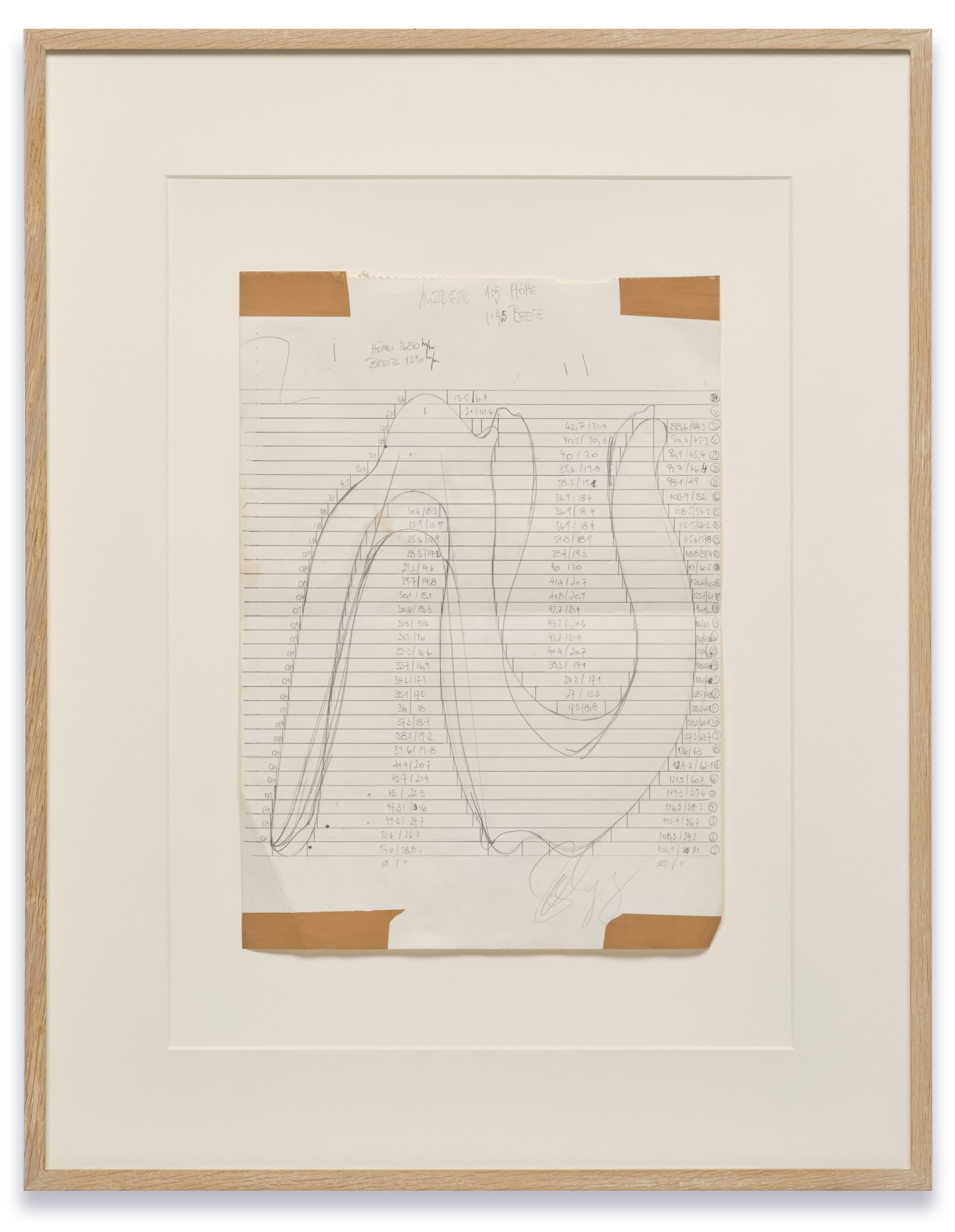Tony Cragg Untitled (1665), 1998 Drawing, graphite, tape on paper 19 x 13 1/2 in. (48.3 x 34.3 cm)