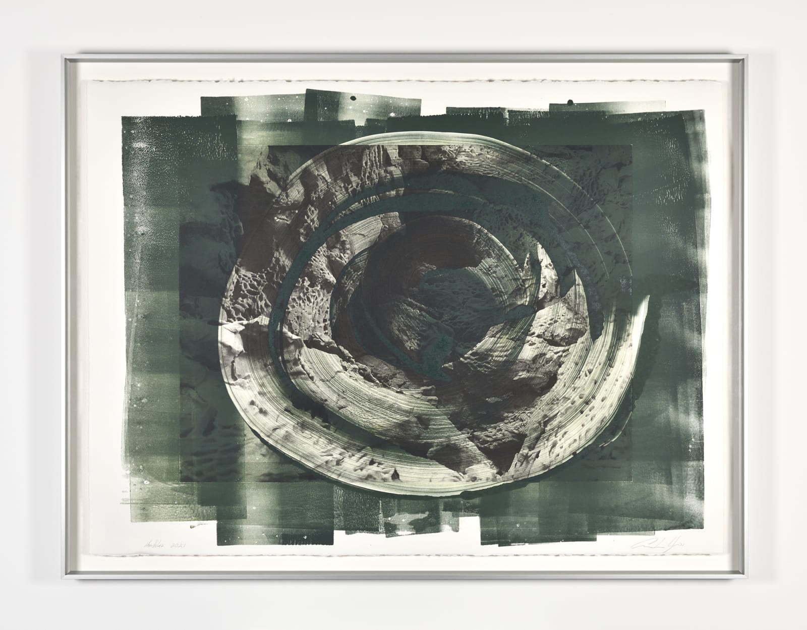 Cristina Iglesias Hondalea Study (Seaweed Green), 2021 Photo-engraving and intaglio inks on paper Paper: 22 x 29 7/8 in. (56...