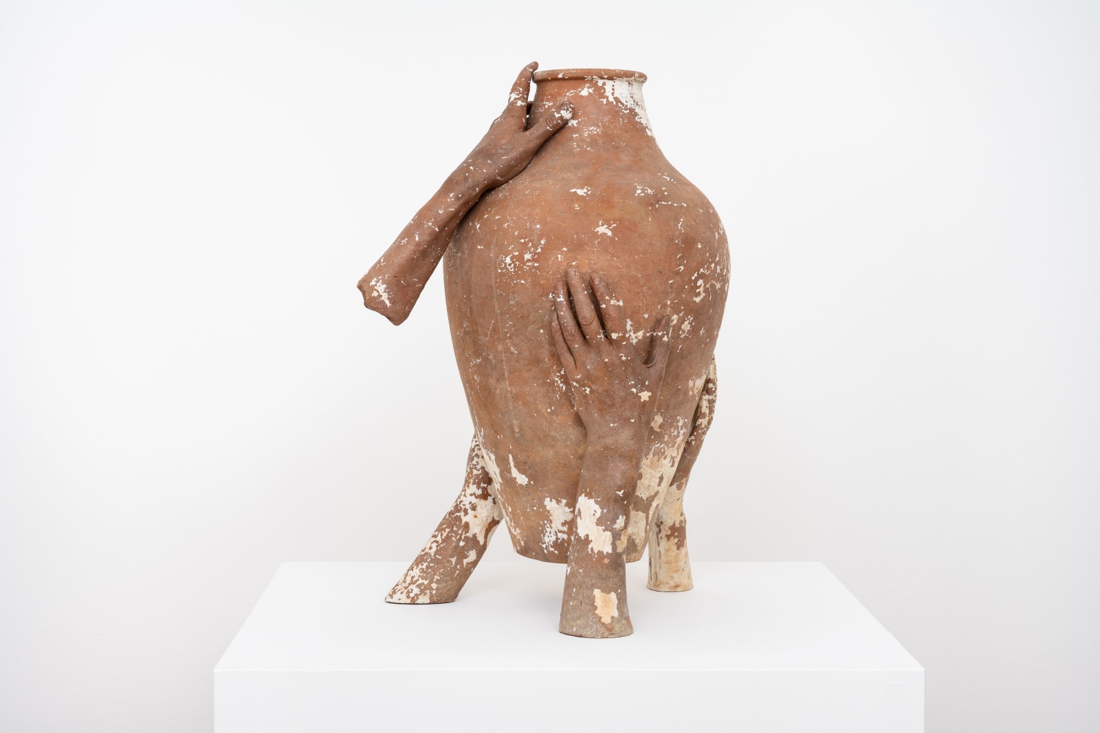 Clementine Keith-Roach Paean, 2021 terracotta vessel, jesmonite, resin clay, modelling paste and acrylic paint 22 7/8 x 15 3/4 x 13 in. | 58 x 40 x 33 cm