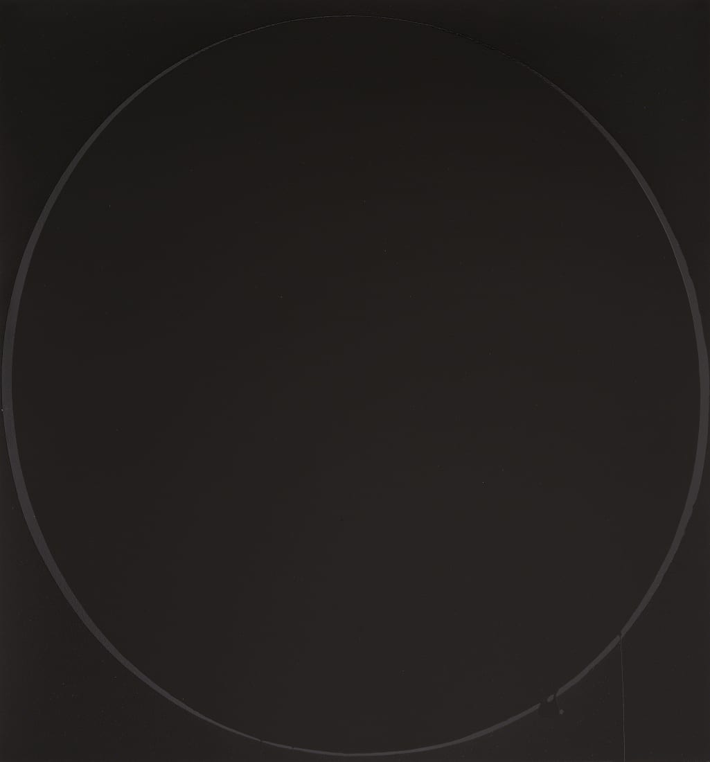 <span class="artist"><strong>Ian Davenport</strong></span>, <span class="title"><em>Oval: black</em>, 2002</span>