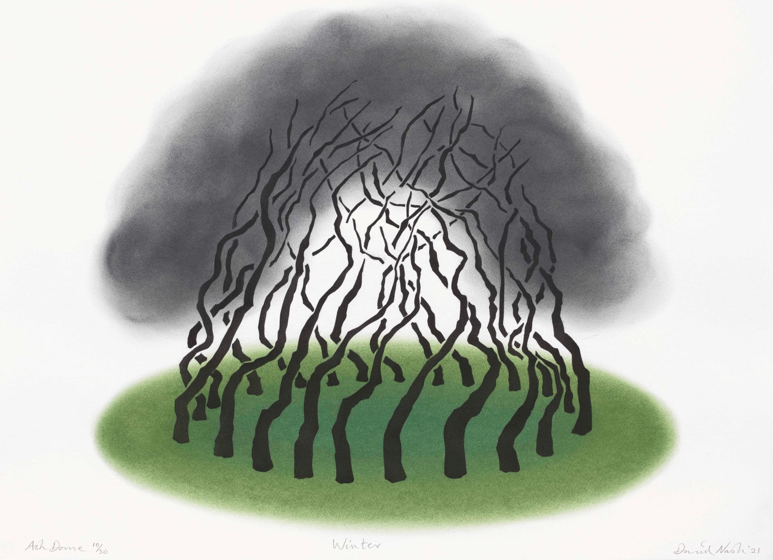 <span class="artist"><strong>David Nash</strong></span>, <span class="title"><em>Ash Dome Winter</em>, 2021</span>