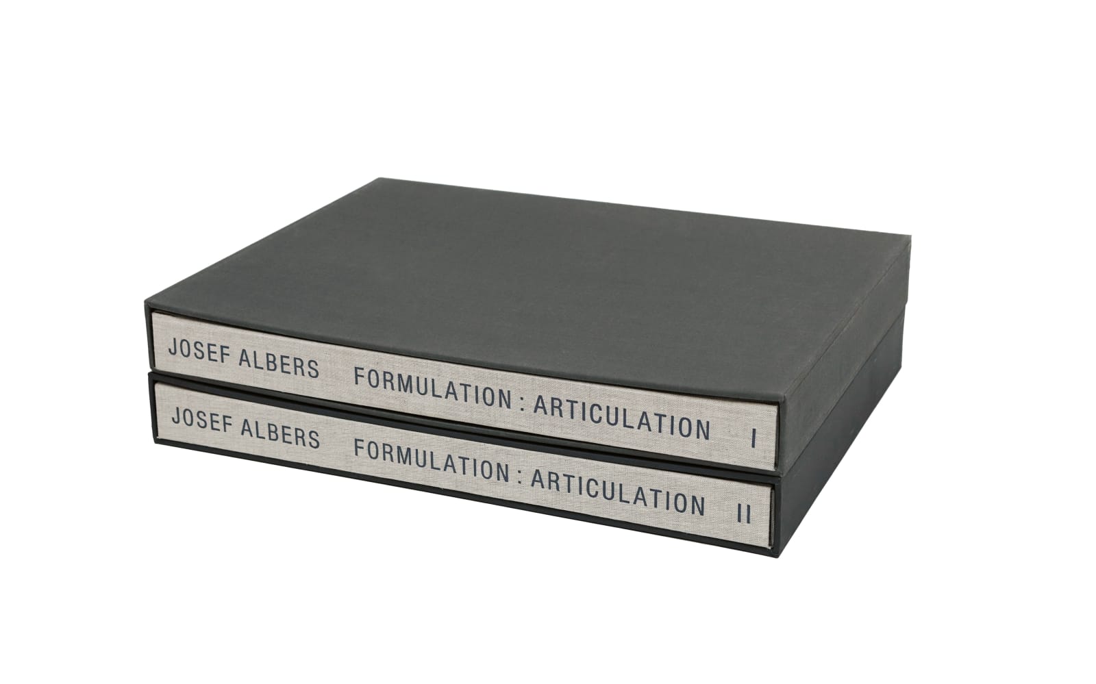 <p><em>Formulation : Articulation</em>, 1972<br />The complete set of two boxed portfolios each containing thirty-three screenprinted folders. Edition of 1000</p>