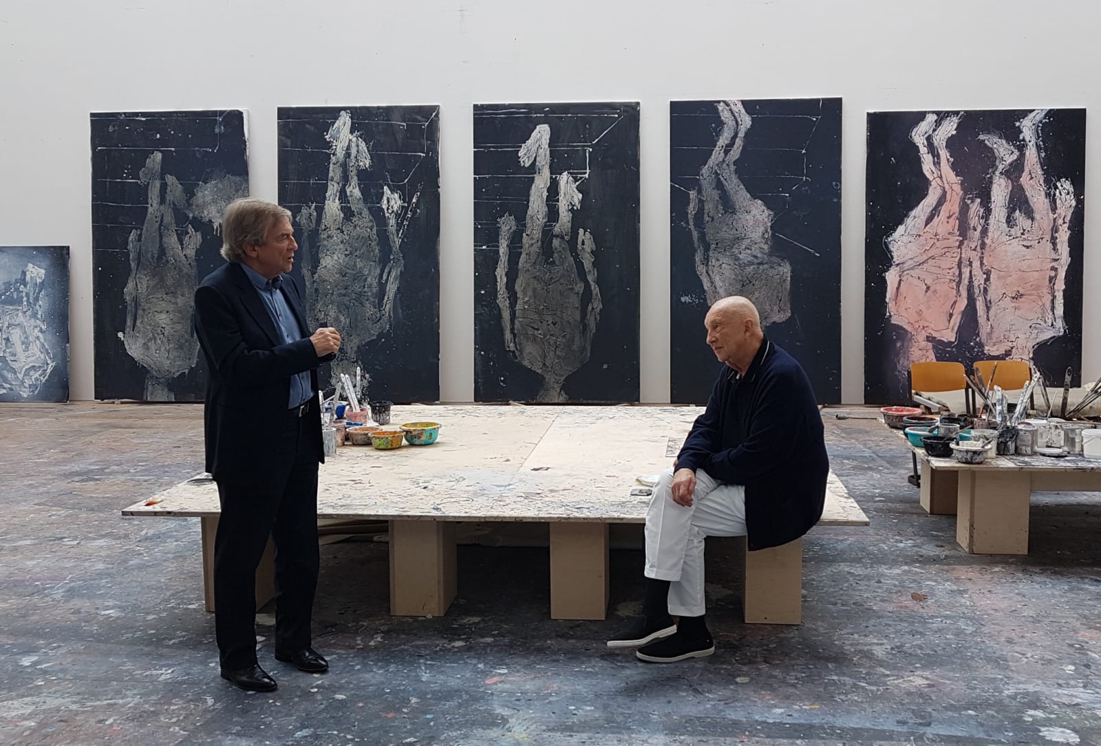 <p>Alan Cristea and Georg Baselitz in Baselitz's studio, 2018. Photo: Leeor Engländer</p>