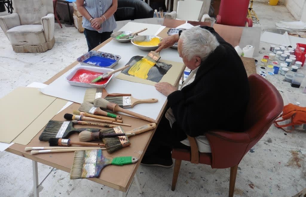 <p>Howard Hodgkin at his studio, London, 2016. Photo: Andrew Smith</p>