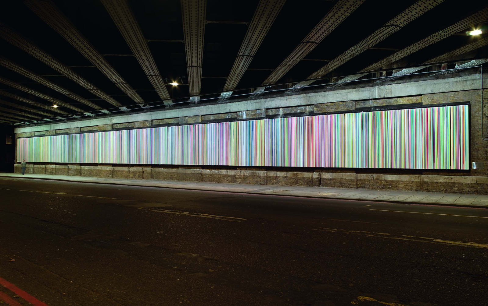 <p>Ian Davenport; <i>Poured Lines: Southwark Street</i>, London, 2006.</p>