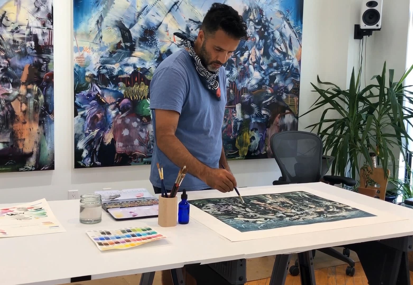 <p>Ali Banisadr in his studio in New York, USA.</p>