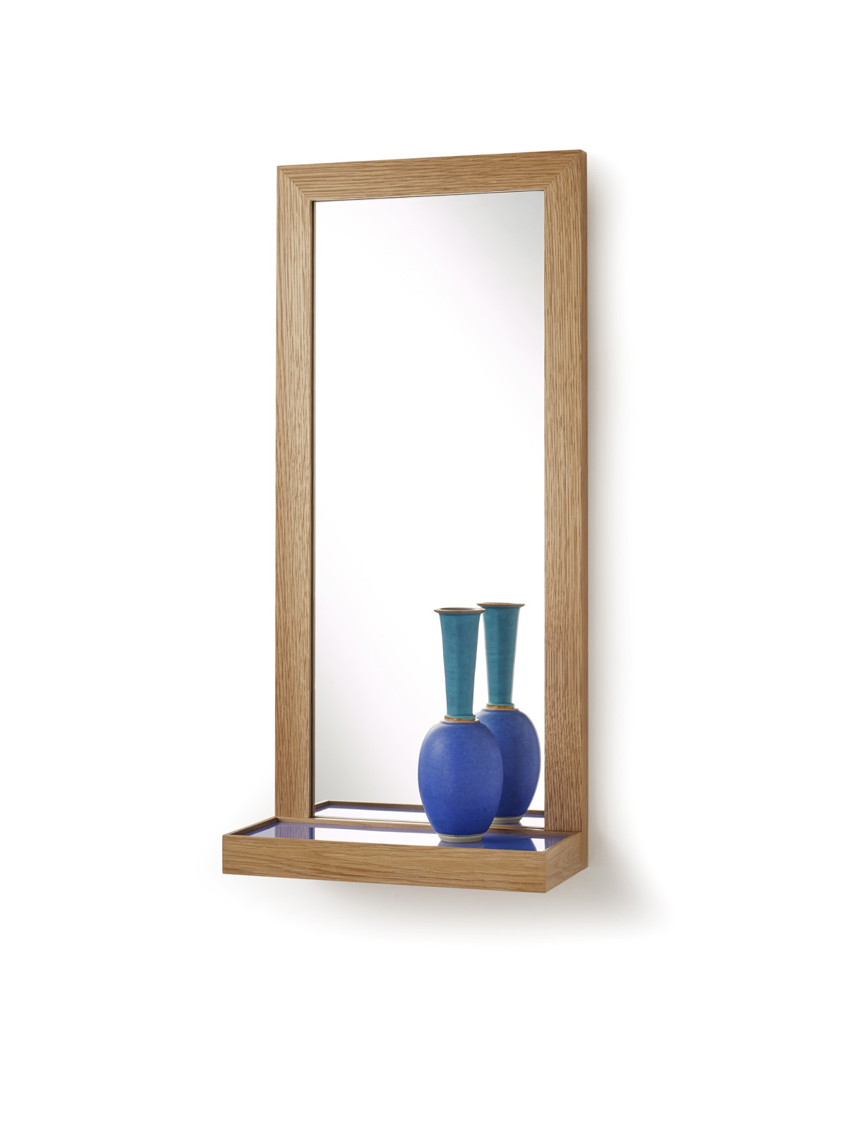 Possible Mirror, Oak Shelf Mirror - Blue