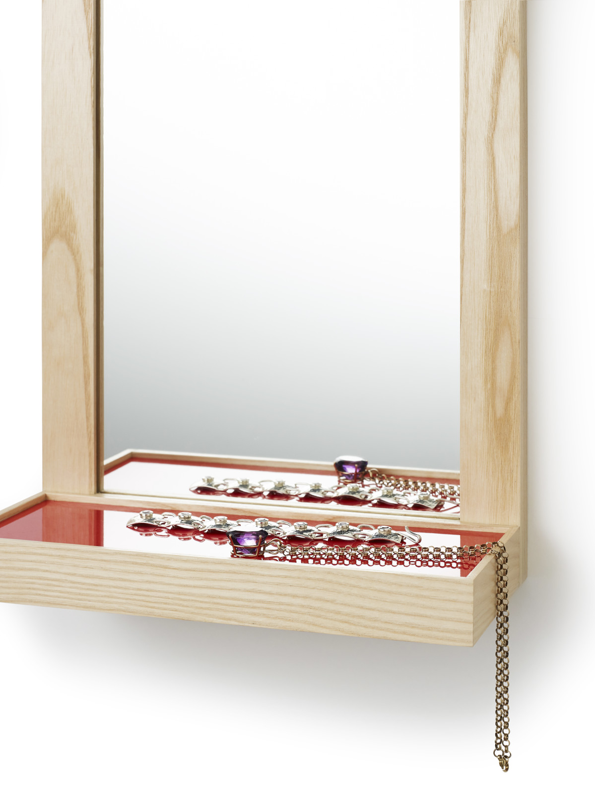 Possible Mirror, Ash Shelf Mirror - Red