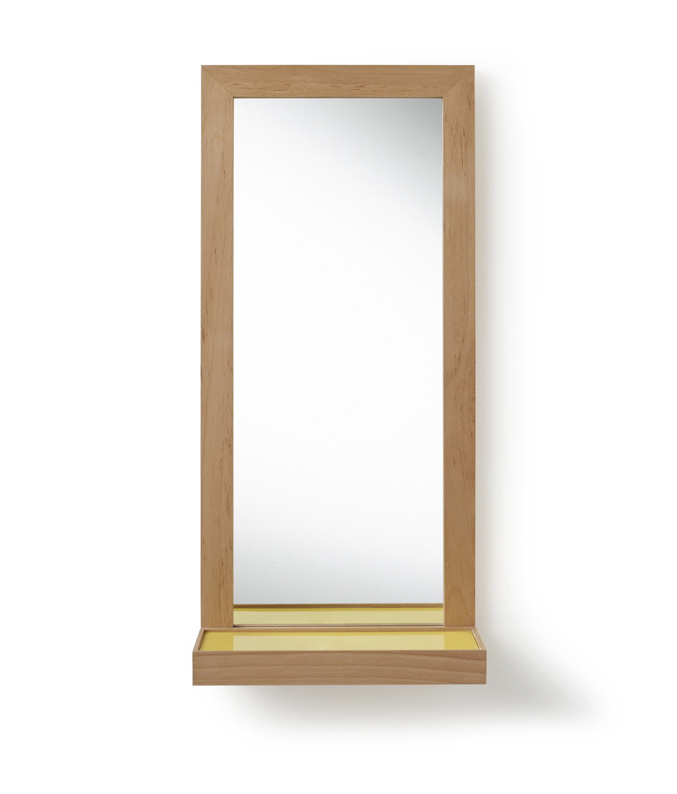 Possible Mirror, Beech Shelf Mirror - Yellow