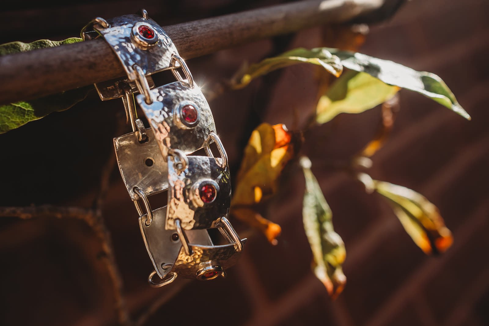 Paul Hatton, Sterling Silver Hammered Link Bracelet