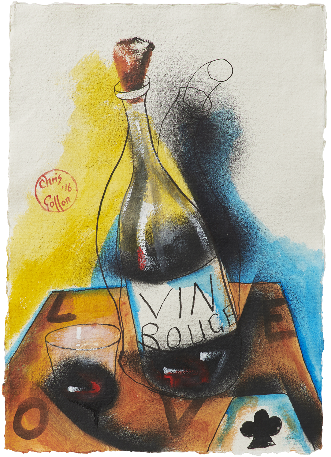 Chris Gollon, Study (I) on Khadi paper for Gimme Some Wine