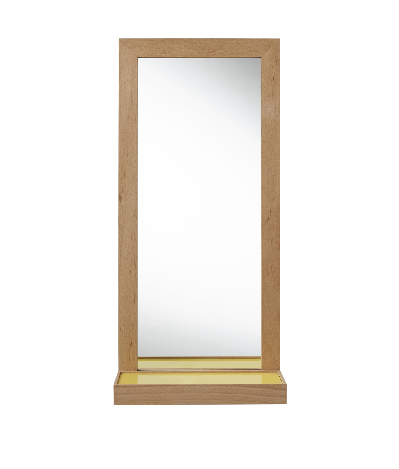 Possible Mirror, Beech Shelf Mirror - Yellow