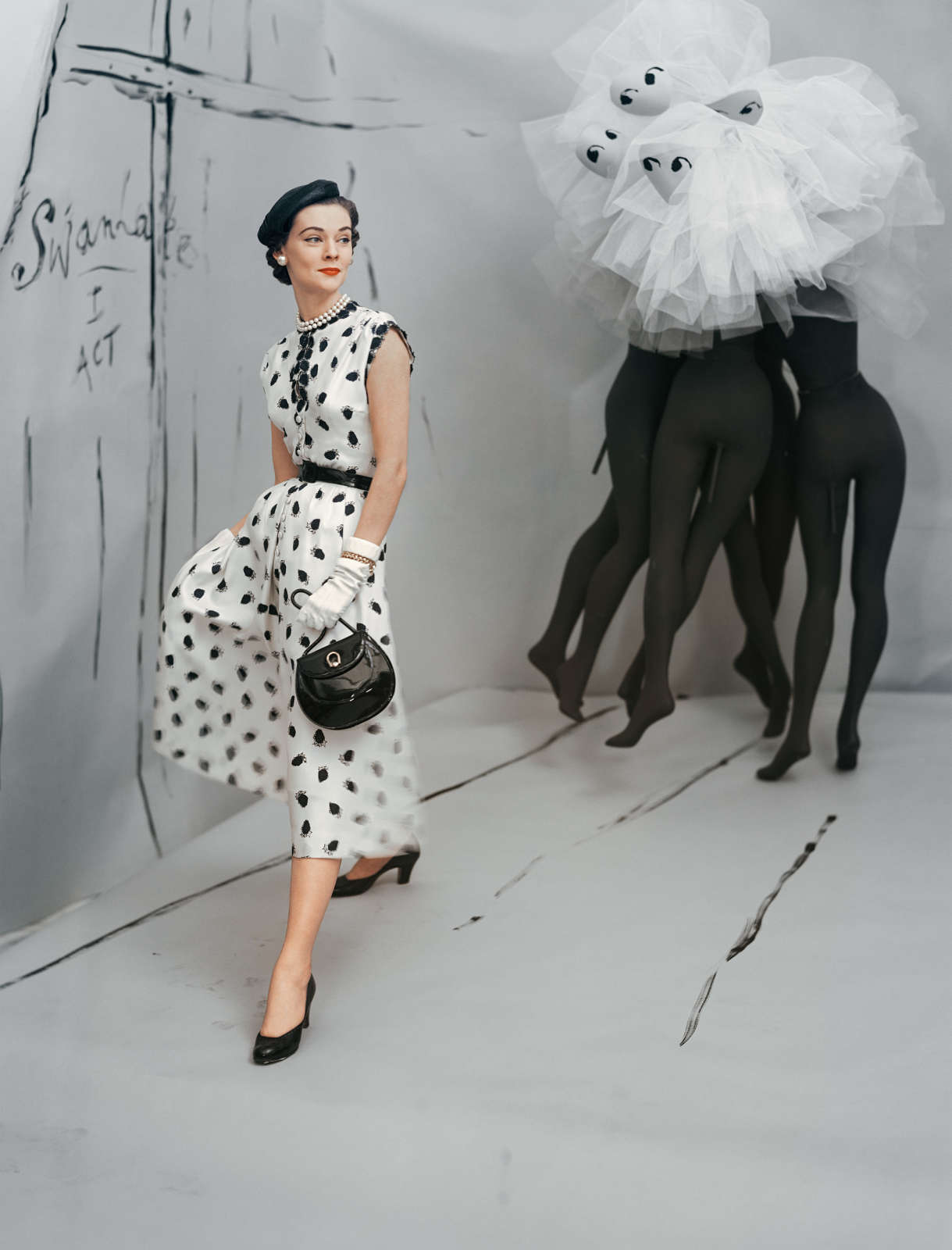 Horst P. Horst, Dress by Mollie Parnis, Background by Marcel Vertes, 1953