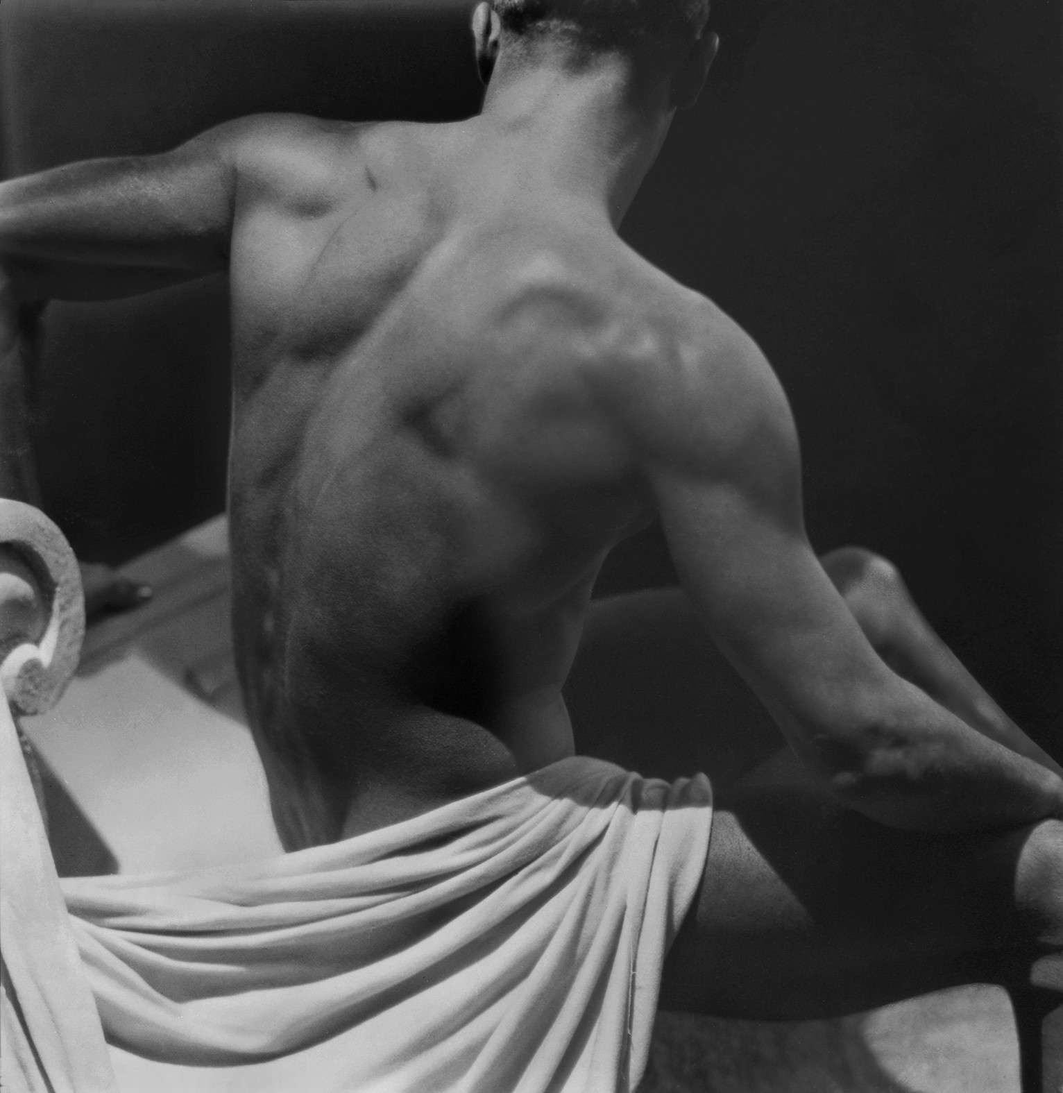 Male Back Study with White Drapery, 1930