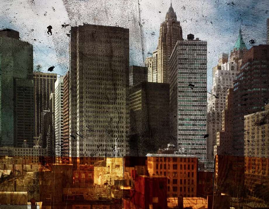 Abelardo Morell, Tent-Camera Image on Ground: Rooftop View of Lower Manhattan, 2010