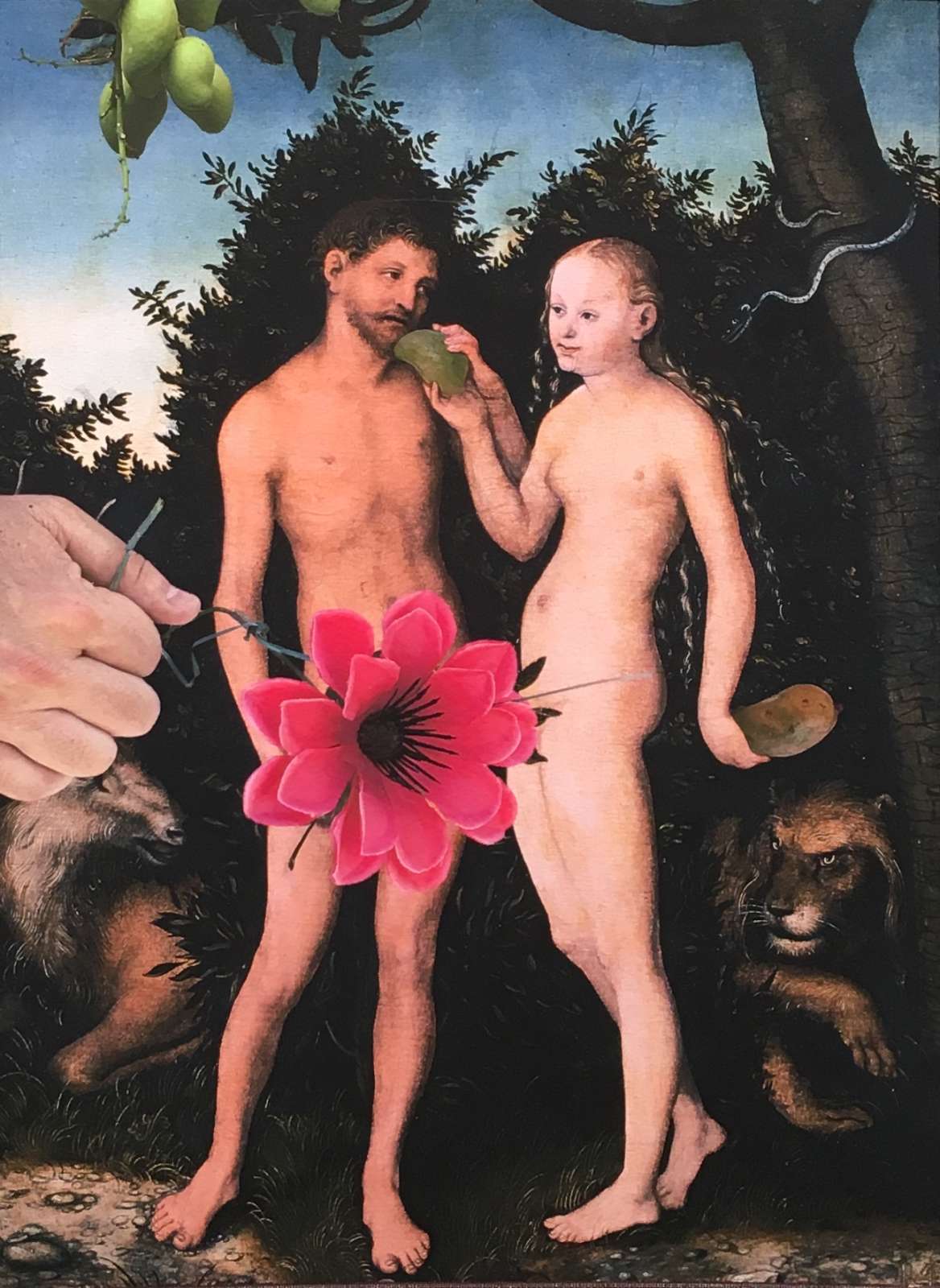 Fallen Fruit, Adam and Eve with Mangoes, Estas Como Mango, 2015