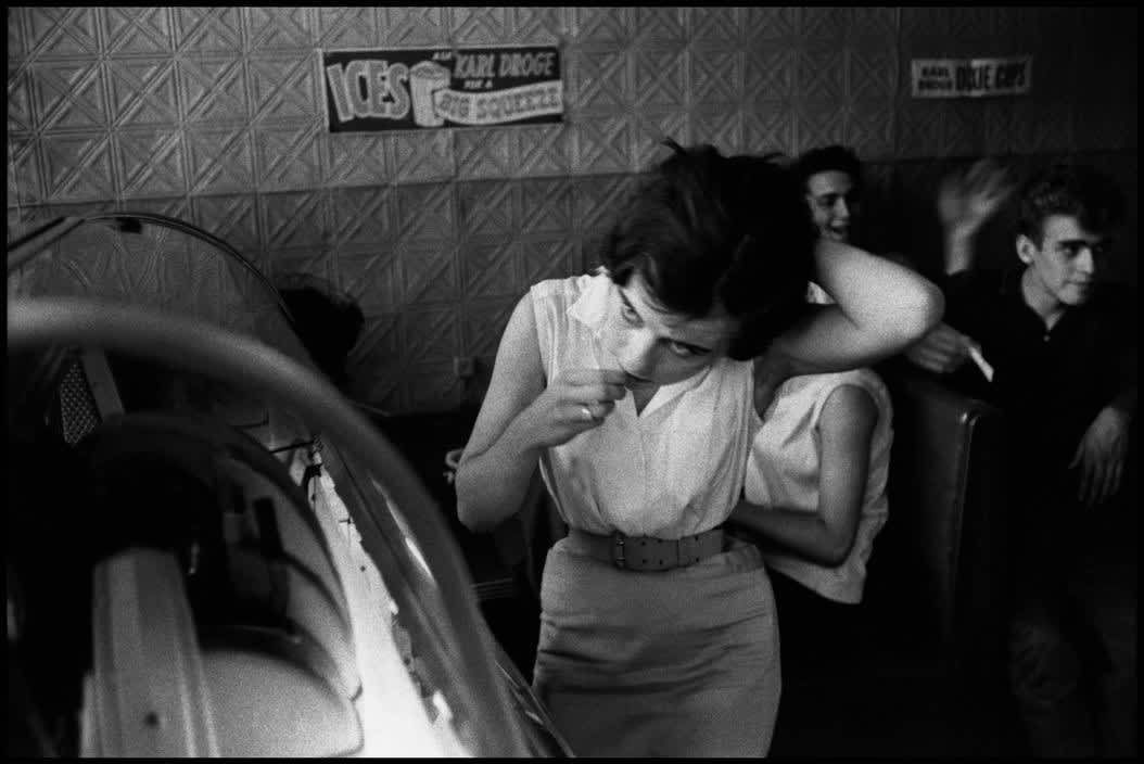 Brooklyn Gang (girl fixing hair by jukebox), 1959