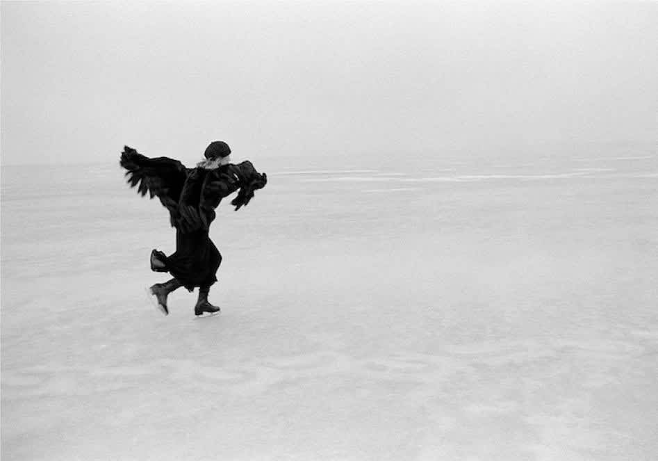 Joel Bernstein, Joni Mitchell Skating on Lake Mendota, Madison, WI, 1976
