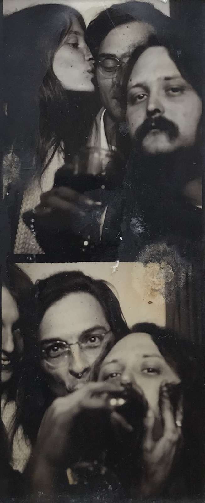 Double Self-Portrait with Marcia & Randall Drinking in a Photo Booth, ca. 1974