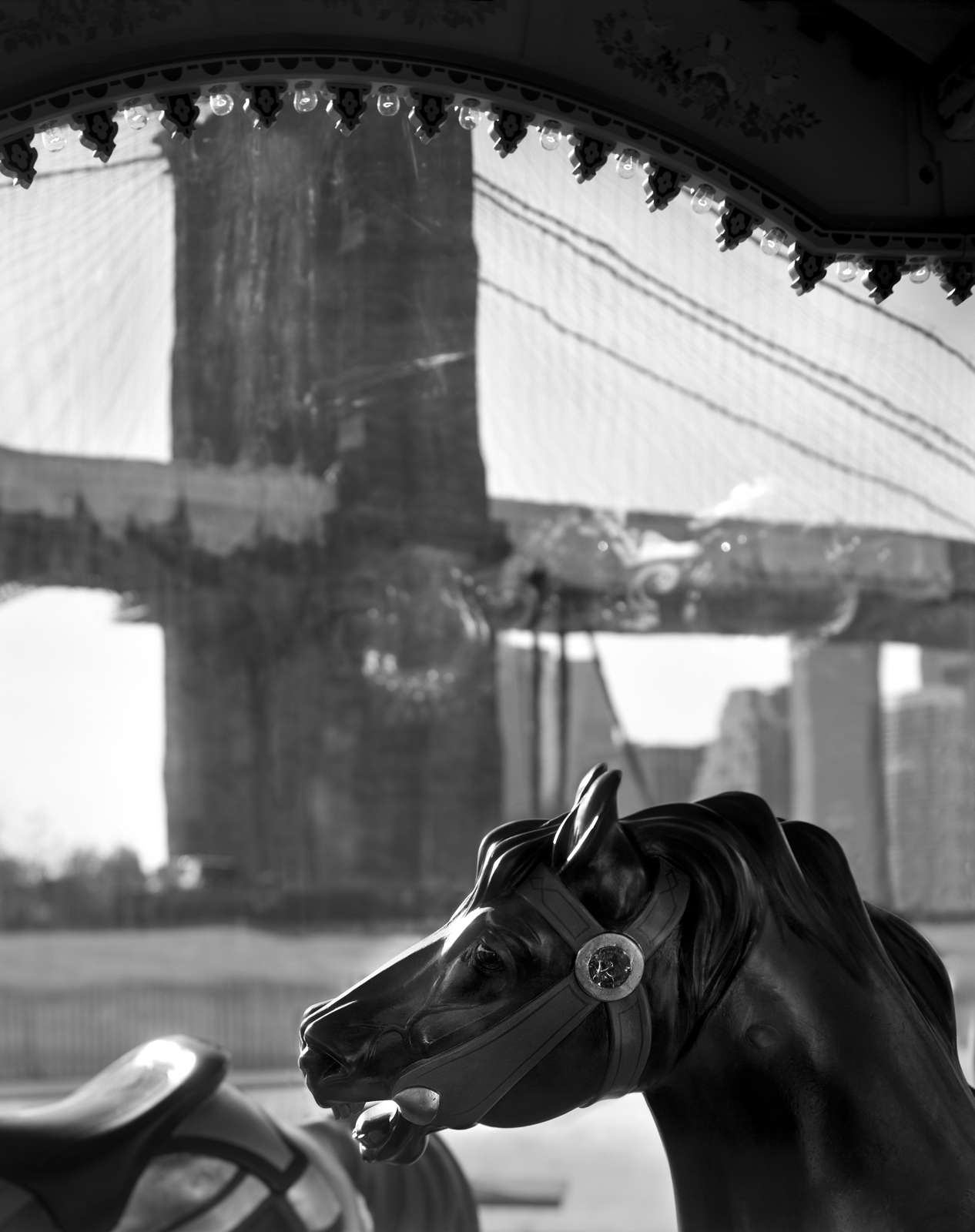 Matthew Pillsbury, Detail with Brooklyn Bridge, Janes Carousel, 2011