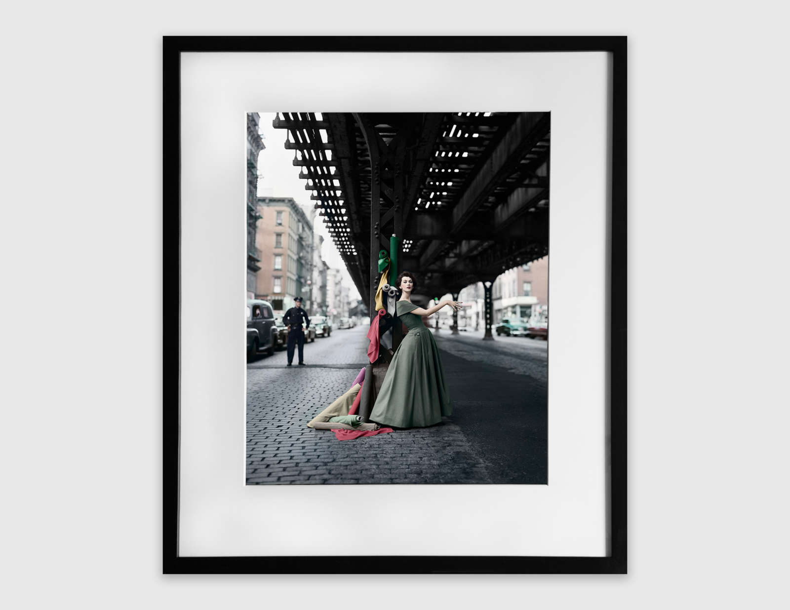 William Helburn, Dovima Under the El, Dior Creates Cosmopolitan Drama, Under 3rd Avenue elevated train, New York, NY, 1956