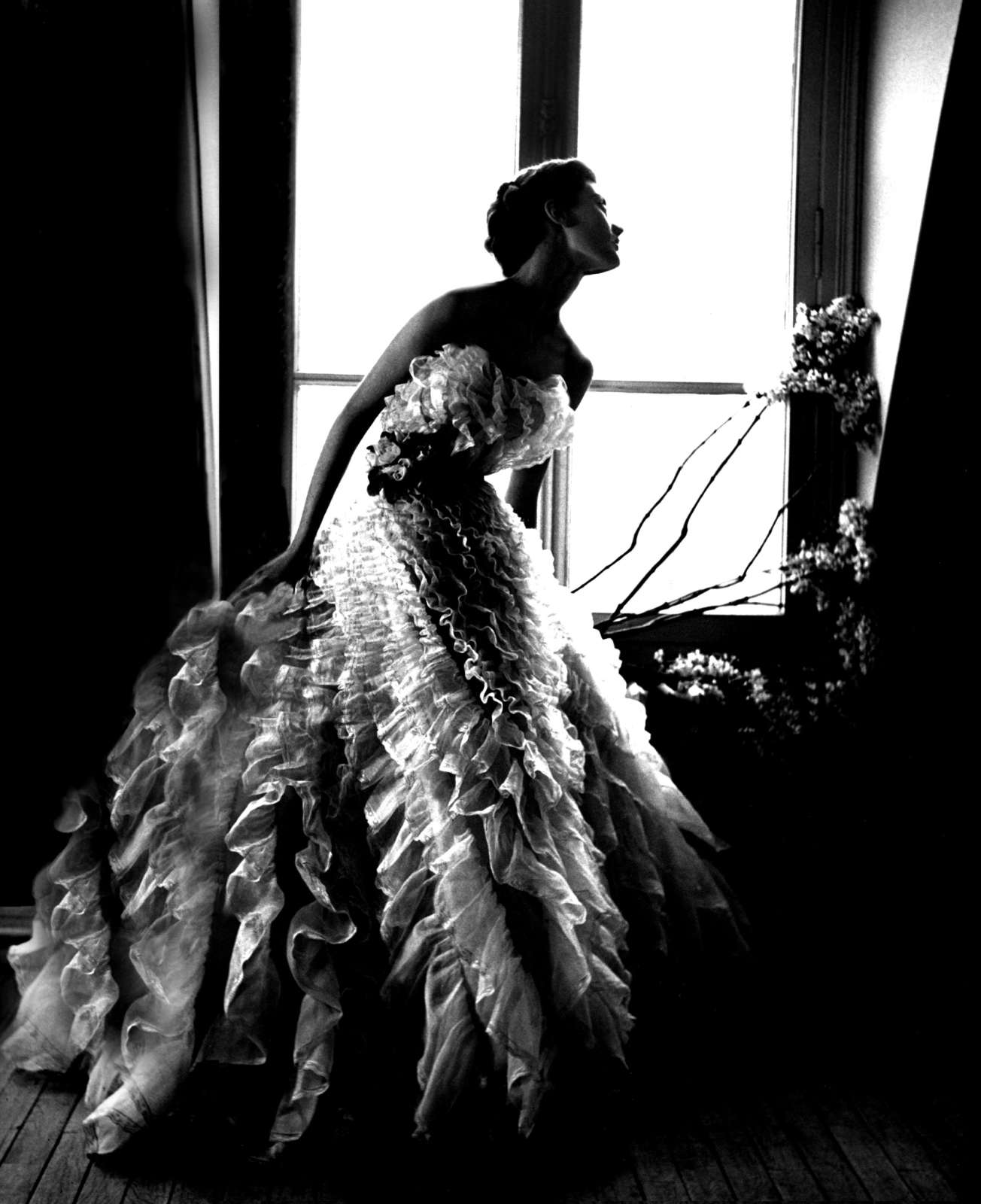 c.1953 Christian Dior Couture Silver & Sequin Fantasty Gown