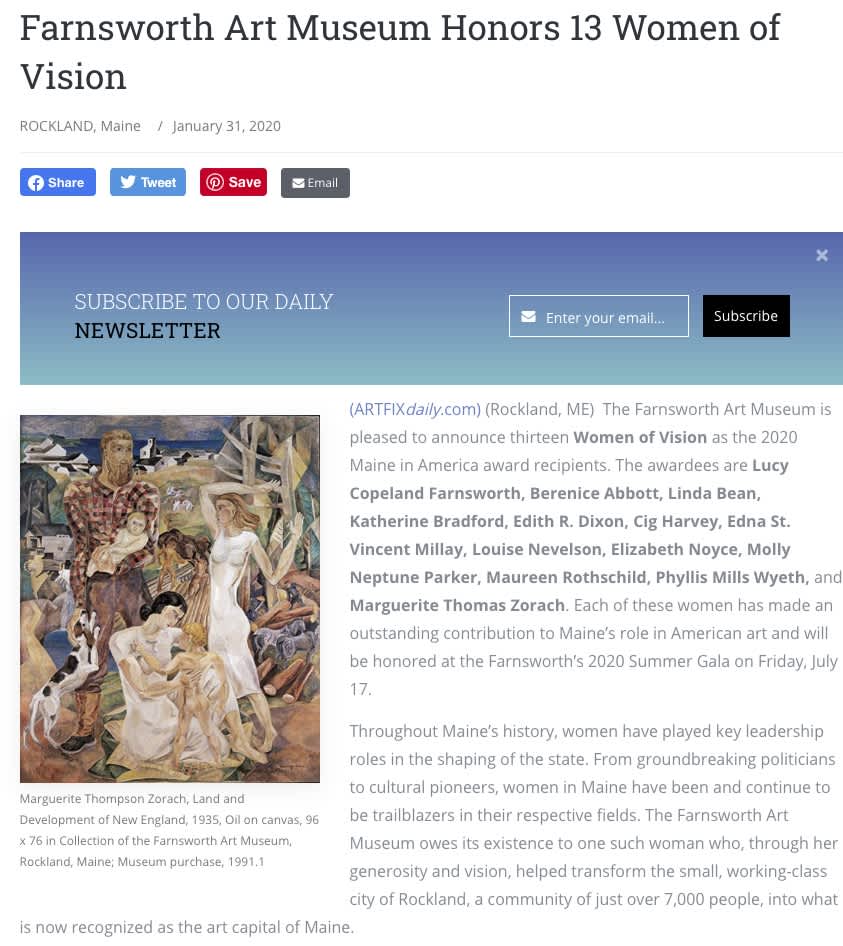 Farnsworth Art Museum Honors 13 Women of Vision