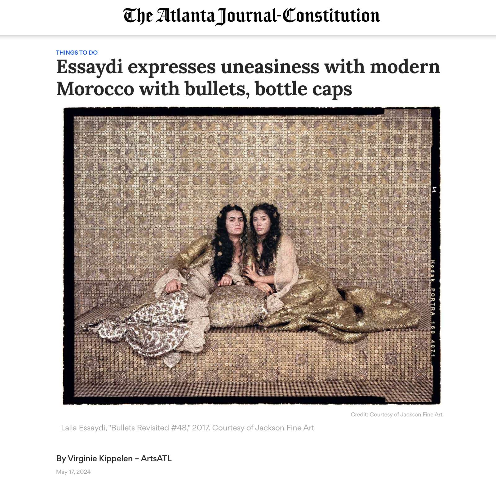 Essaydi expresses uneasiness with modern Morocco with bullets, bottle caps