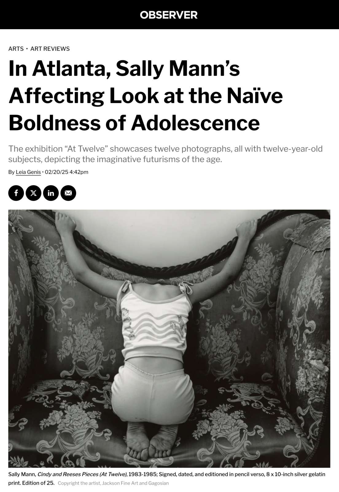 In Atlanta, Sally Mann’s Affecting Look at the Naïve Boldness of Adolescence