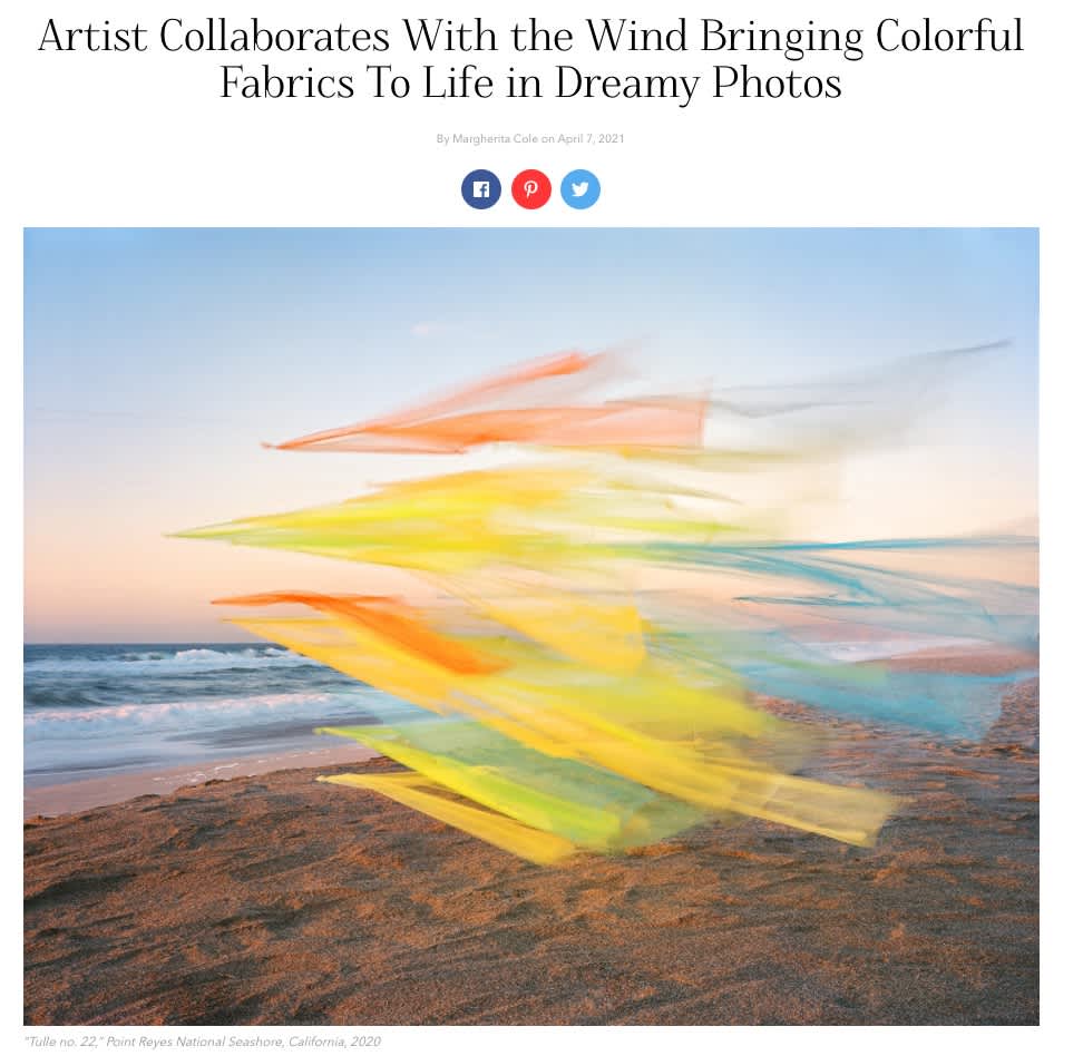 Artist Collaborates With the Wind Bringing Colorful Fabrics To Life in Dreamy Photos