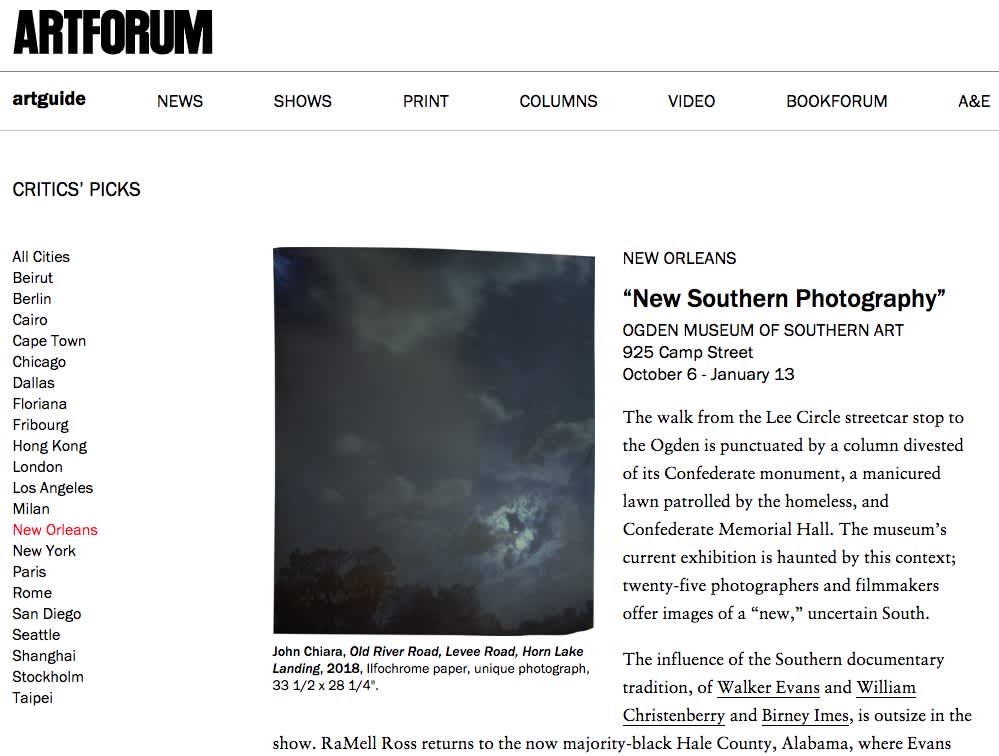 ARTFORUM: Critics Picks, New Southern Photography