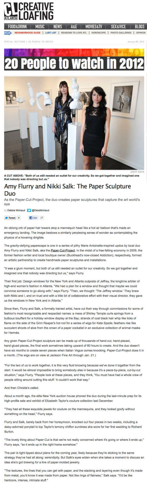 Paper-Cut-Project in Creative Loafing's Top 20 to watch in 2012