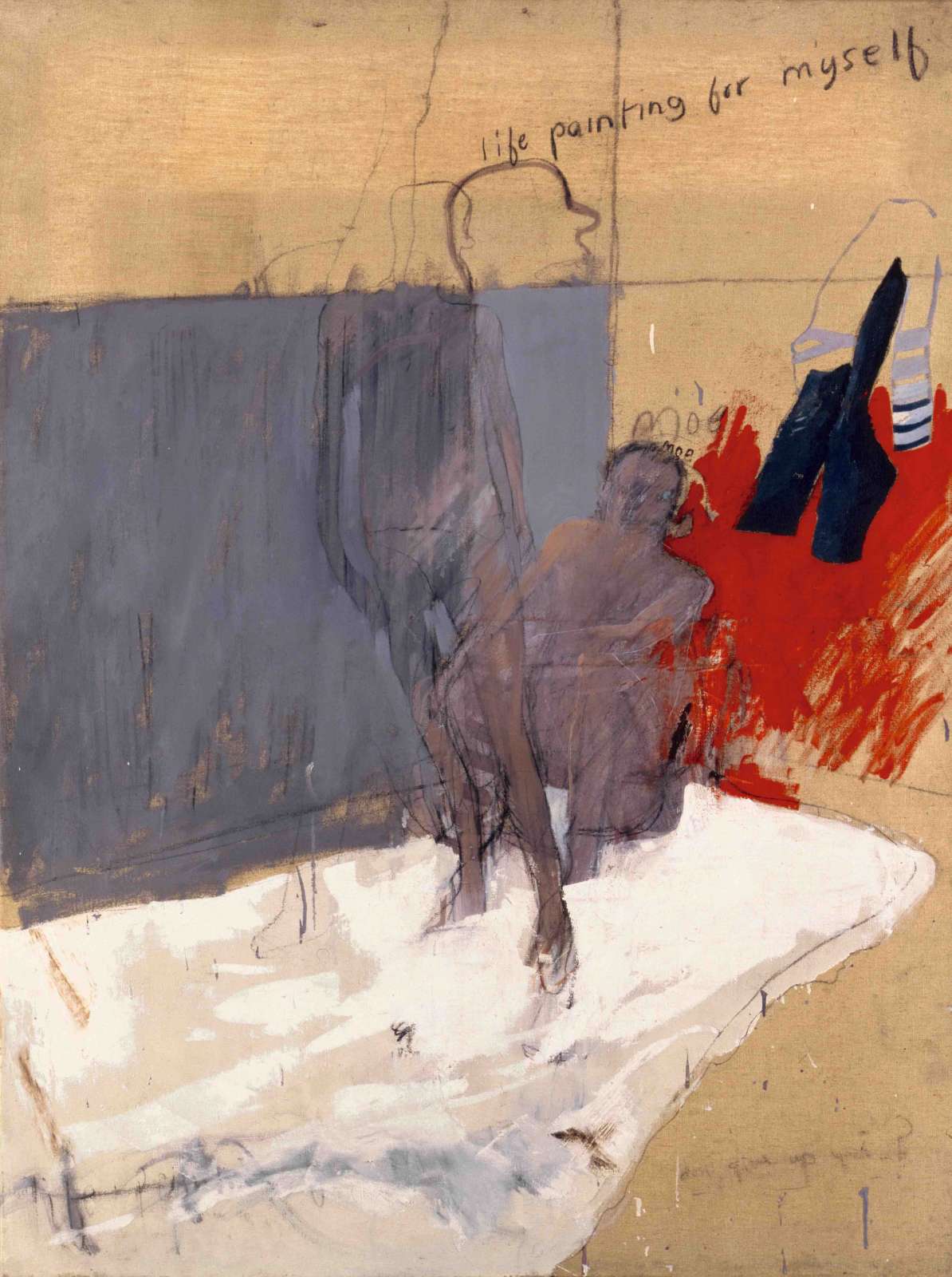 David Hockney, 'Life Painting for Myself', 1962, oil on canvas, 48 × 36 inches; 121.9 × 91.4 cm. Courtesy of the artist and Hazlitt Holland-Hibbert
