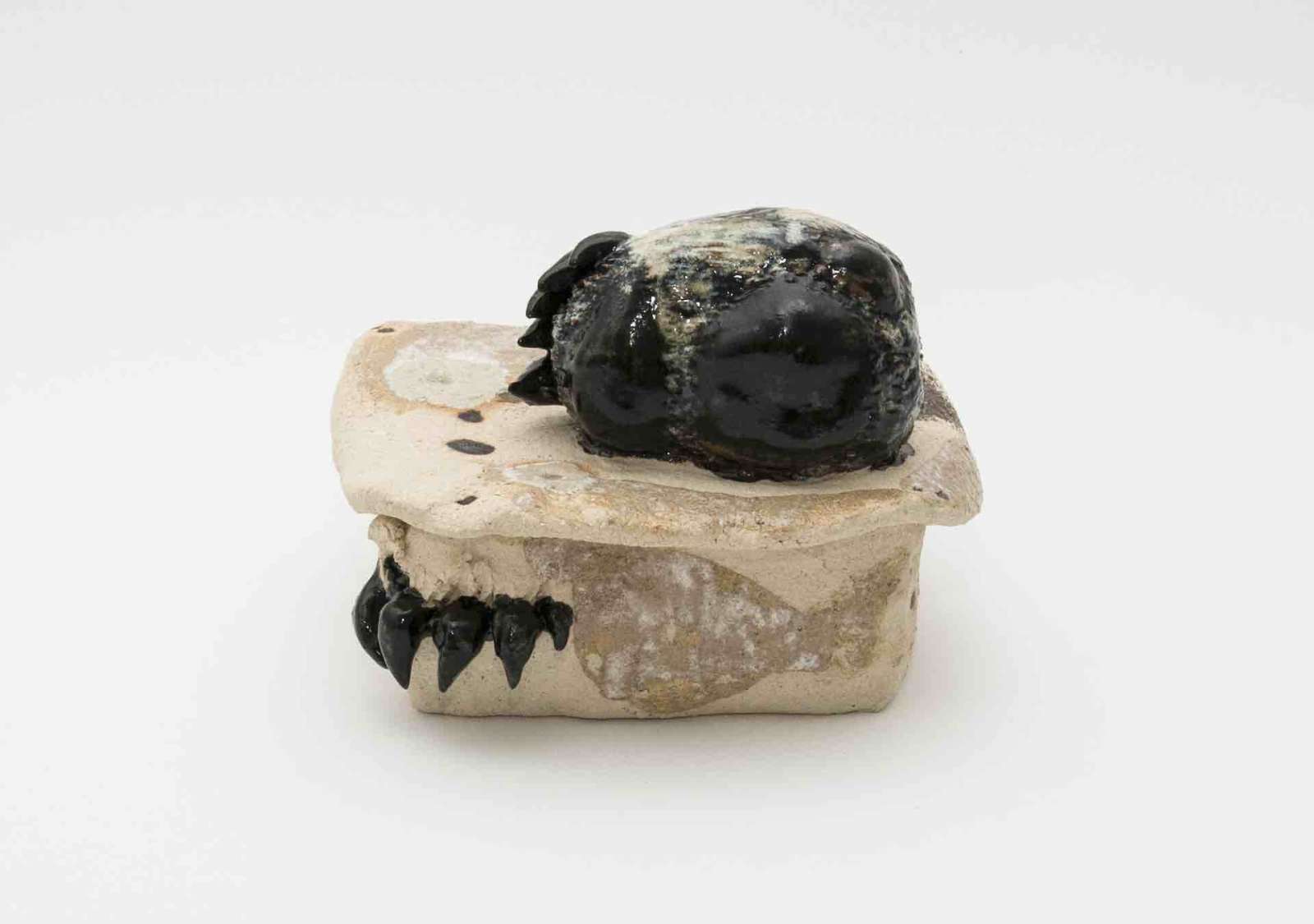 Soyoung Hyun, 'Purification Connection', 2025, stoneware, volcanic stones from Mount Etna and glass bisque, 19 x 16cm. Courtesy of the artist and IMT Gallery