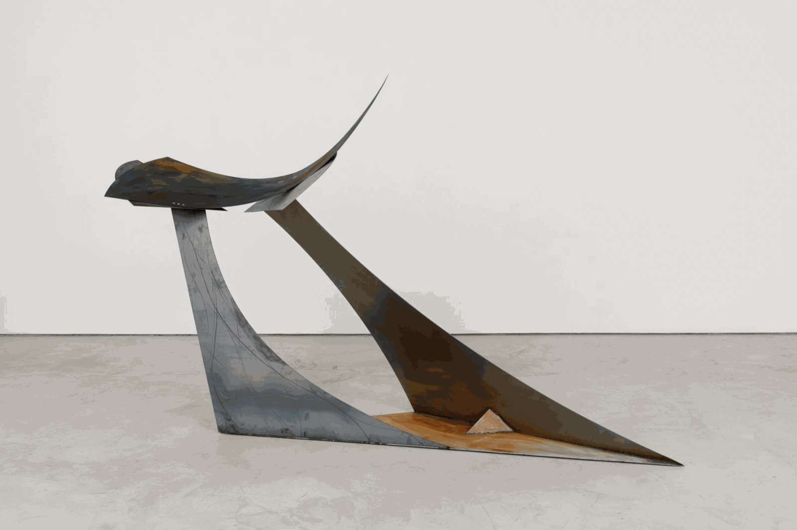 Ro Robertson, 'Holder Up I', 2025, Welded and riveted steel sculpture, oil paint and sea water, 112 x 60 x 240 cm. Courtesy of the artist and Maximillian William