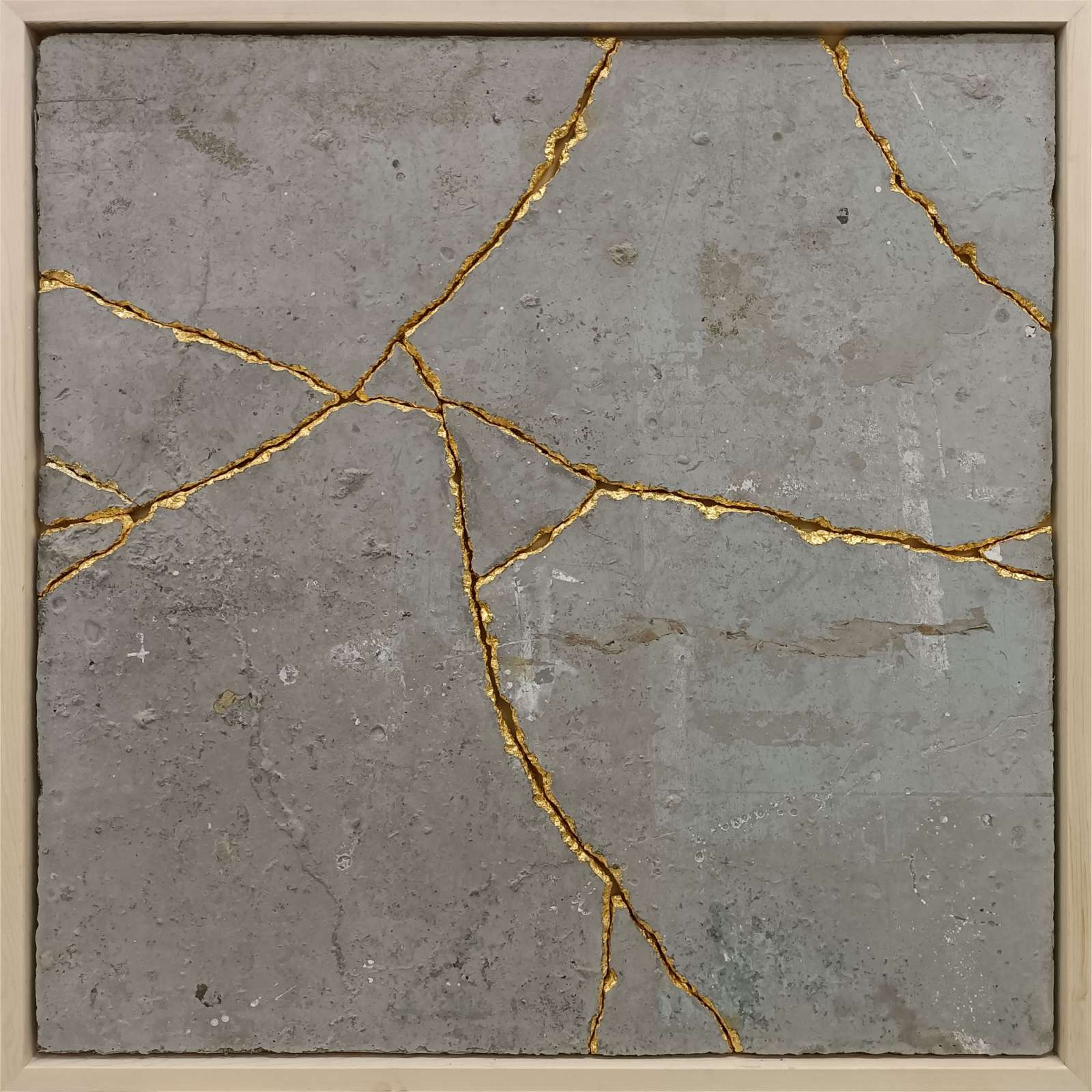 Andrea Francolino, 'M2', 2024. Concrete, wood and 24kt gold leaf, 107 x 107 cm. Courtesy of the artist and Mazzoleni, London – Torino.