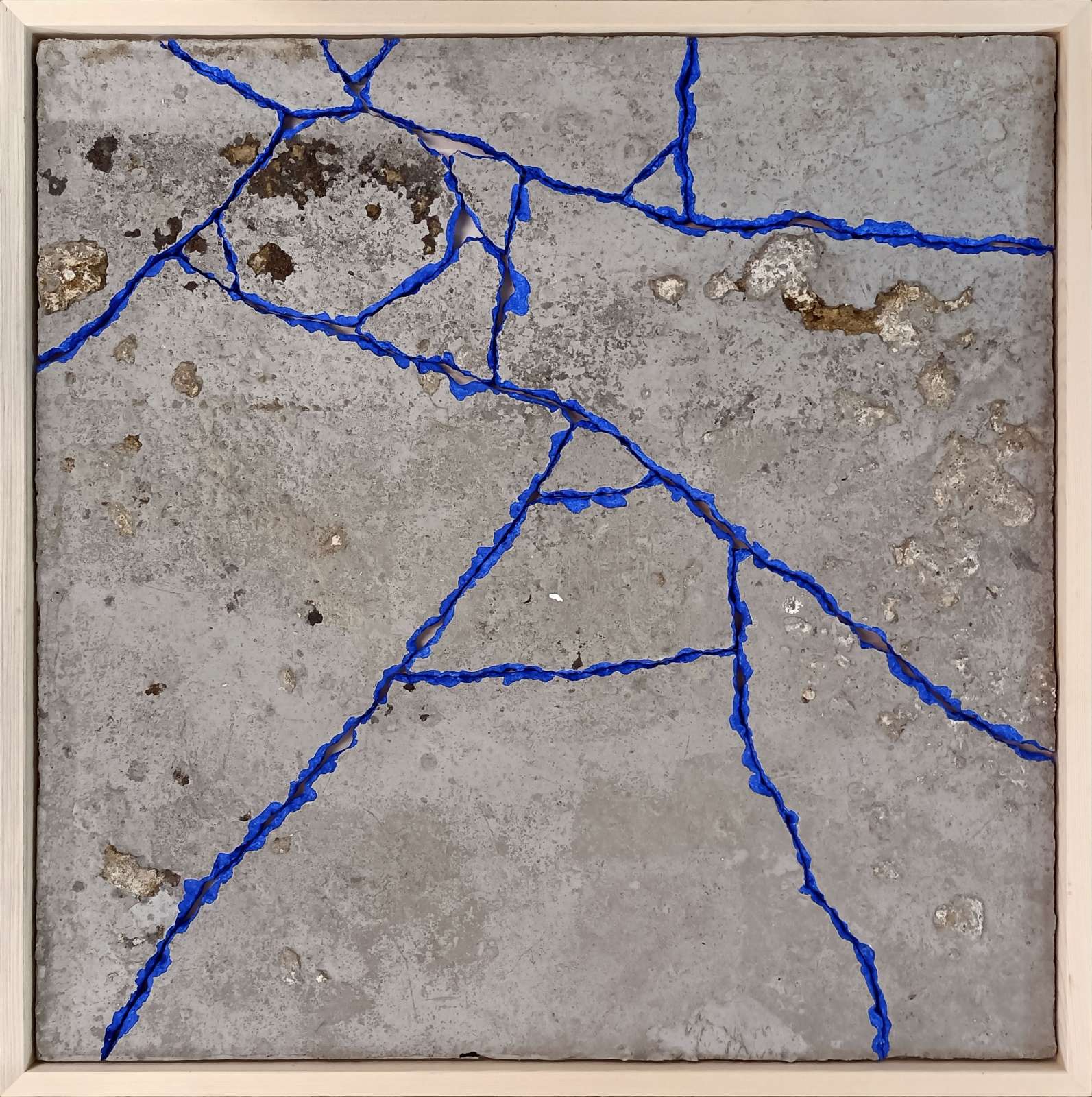 Andrea Francolino, 'M2', 2024. Concrete, wood and lapis lazuli, 107 x 107 cm. Courtesy of the artist and Mazzoleni, London – Torino.