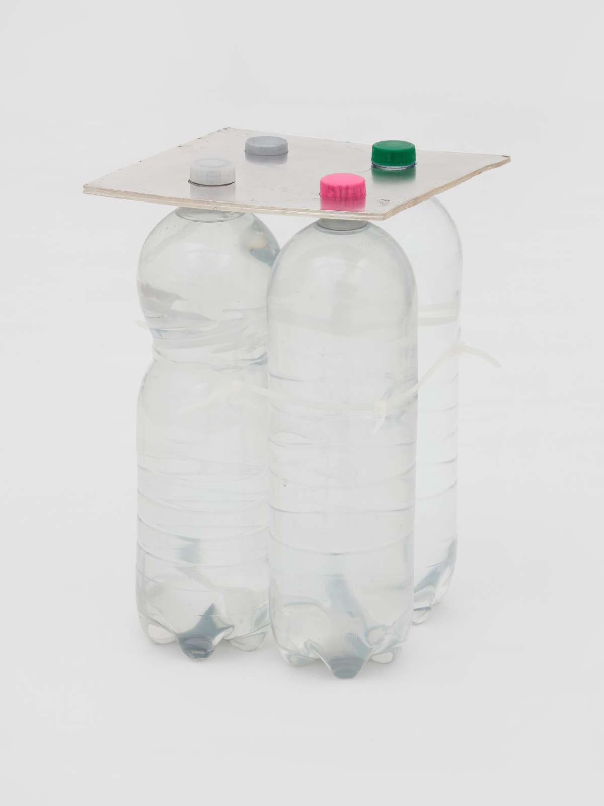 Amanda Moström, 'Sucking Ice 4', 2023, Bottles, water, zip ties, silver-plated bronze, 35 x 30 x 32cm. Courtesy of the Artist and Rose Easton, London