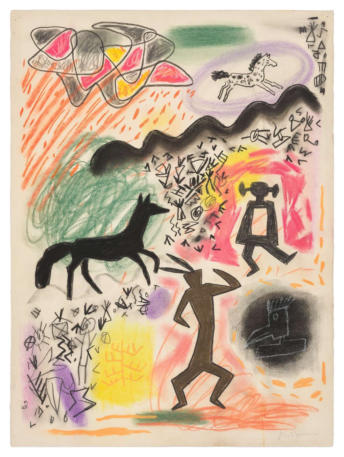 Jaune Quick-to-See Smith, 'Charlo Series #28', 1987. Pastel and charcoal on paper, 76.5 x 56.9cm. Courtesy the artist and Stephen Friedman Gallery, London and New York. Photo: Olympia Shannon.