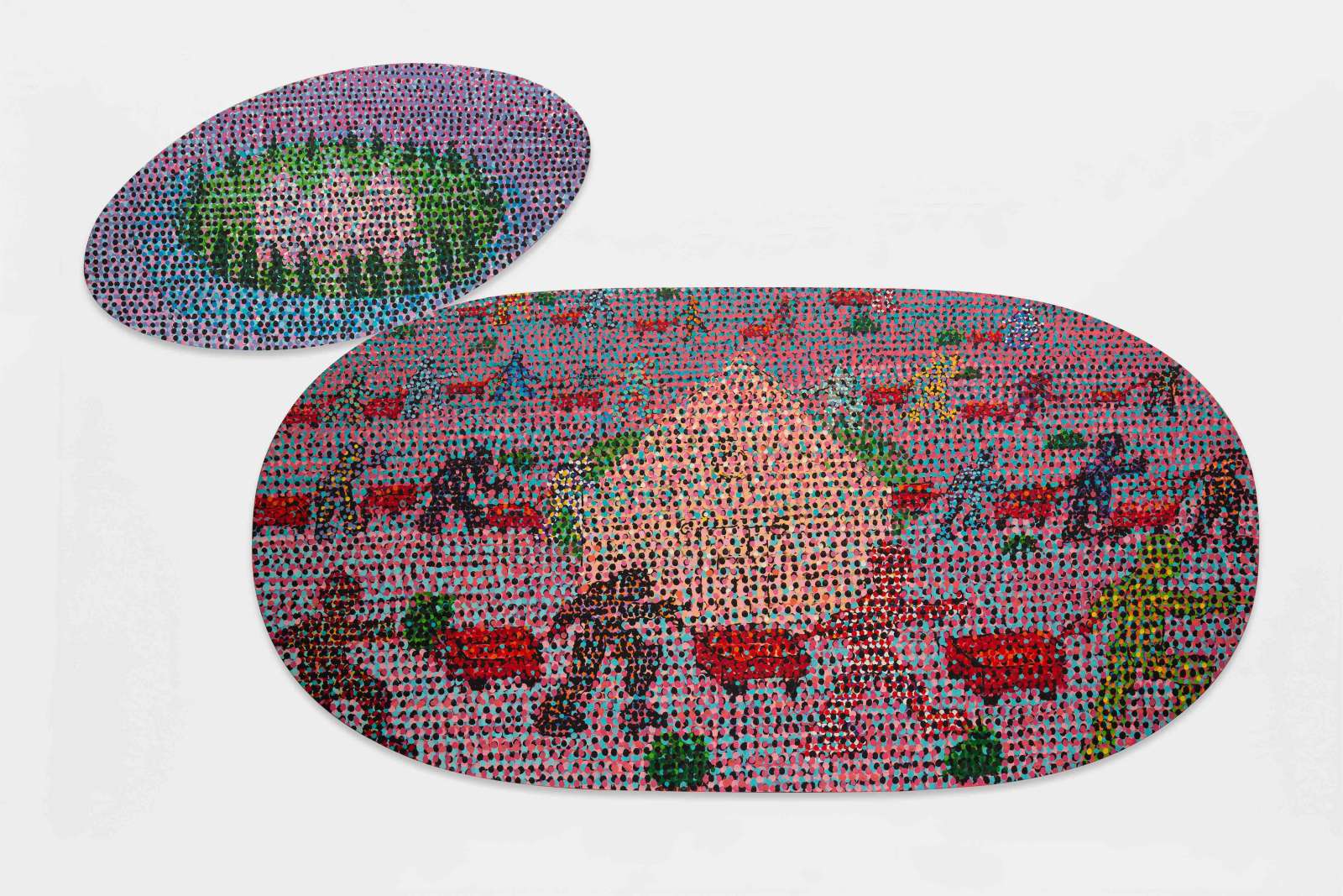Jennifer Bartlett, 'Pulling Wagons', 1999-2000, Oil on canvas. Courtesy Pippy Houldsworth Gallery, London, Marianne Boesky Gallery and The Jennifer Bartlett 2013 Trust. Photo: Peter Kaiser.