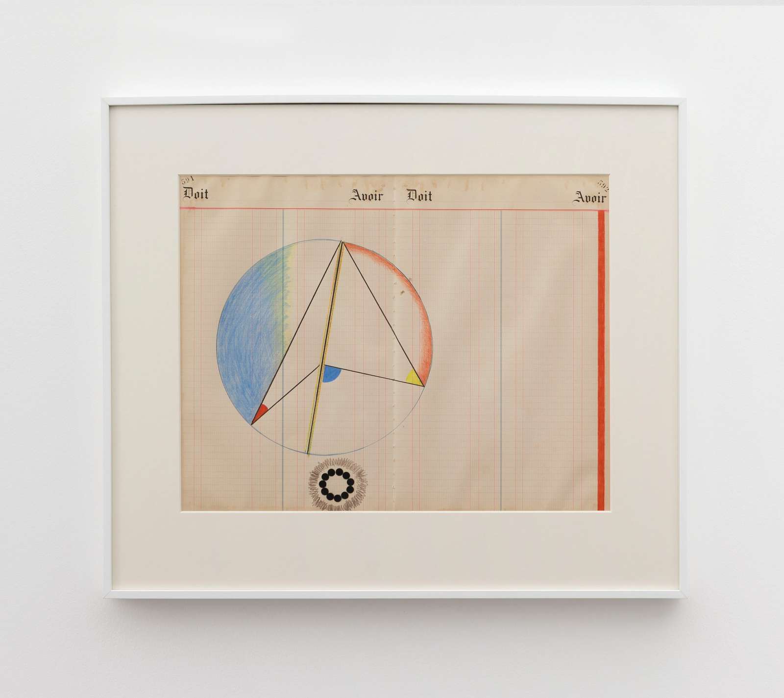 Bharti Kher, 'Alchemy drawing 1', 2016. Ink and pencil on paper, bindis, frame, 67 × 73.5 × 3.7 cm