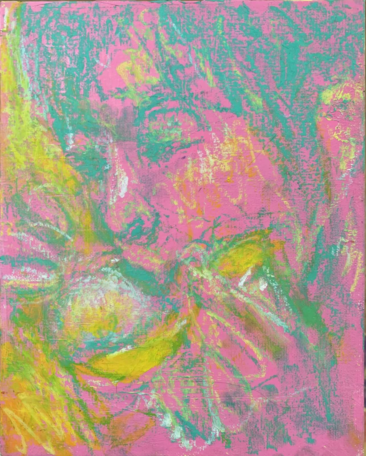 Caroline Wong, Hungry Woman 4, 2022, Acrylic, oil, and oil pastel on canvas board, 20.3 x 25.4 cm